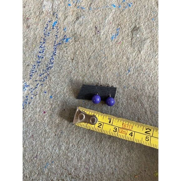 Stud Earrings Purple Violet Studs Pierced Circular - Picture 2 of 6